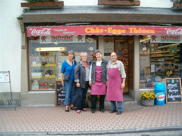 In front of the cheese shop in Frutigen.